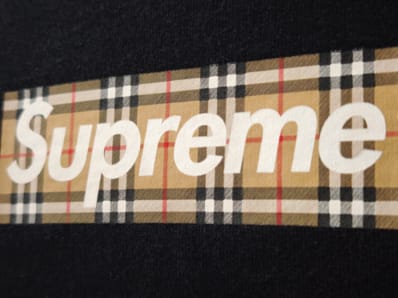 Supreme / Burberry Box Logo Hooded Sweatshirt "Black"