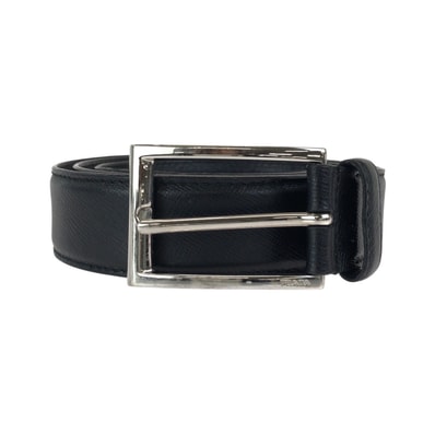 PRADA プラダ 90cm/36インチ ブラック 黒 シルバー金具 レザー ベルト 602456 【中古】