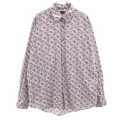 Paul Smith ポールスミス 日本製 花柄 長袖 シャツ 2L ブルー系