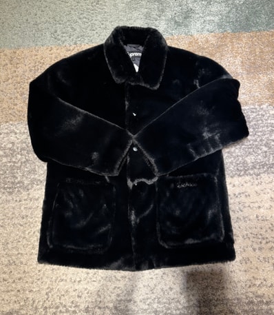 Supreme 2-Tone Faux Fur Shop Coat "Black"