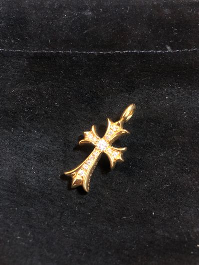 22Kタイニーファットクロス PAVEダイヤ ペンダント