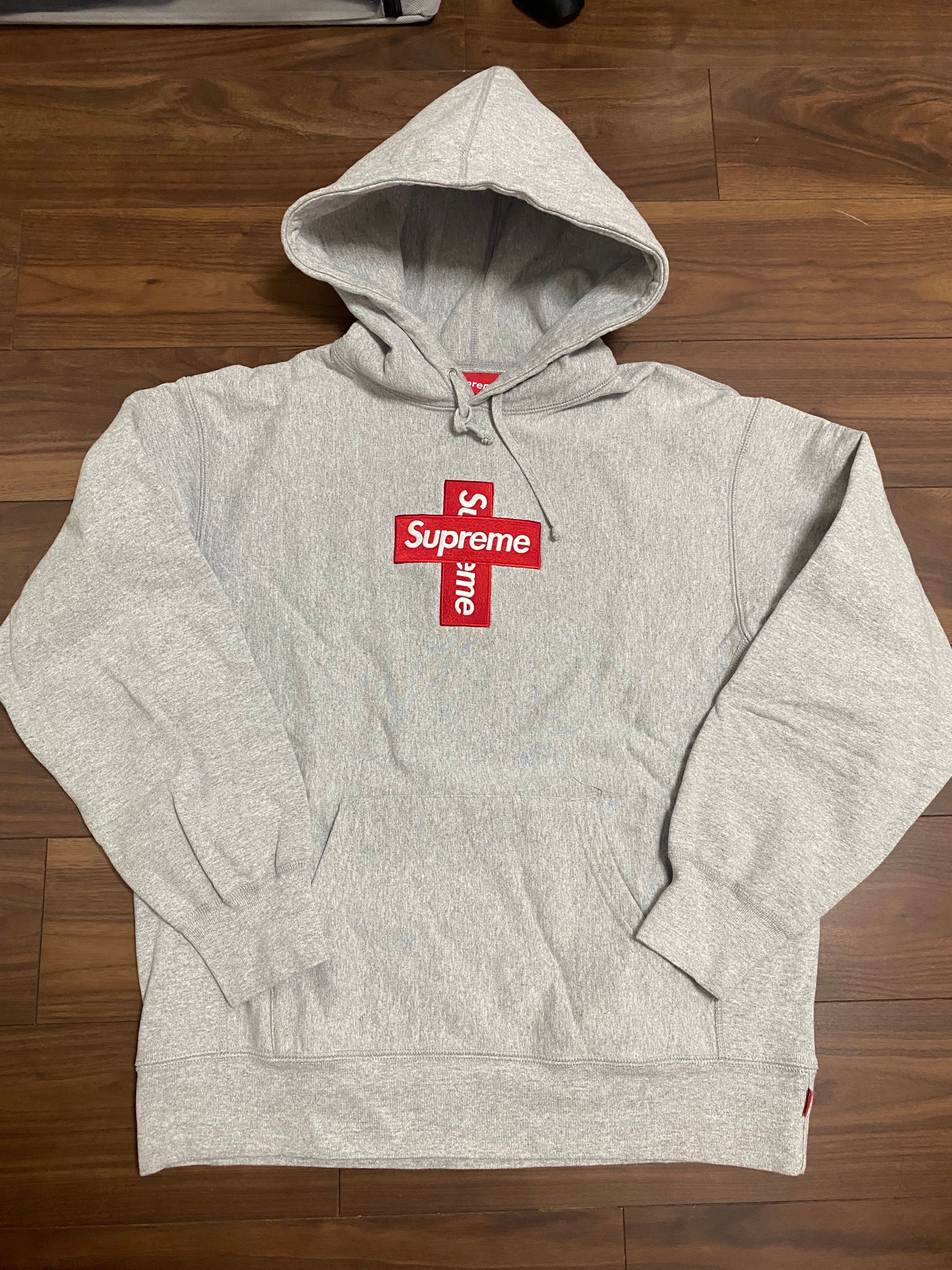Supreme Cross Box Logo Hooded Sweatshirt "Grey"