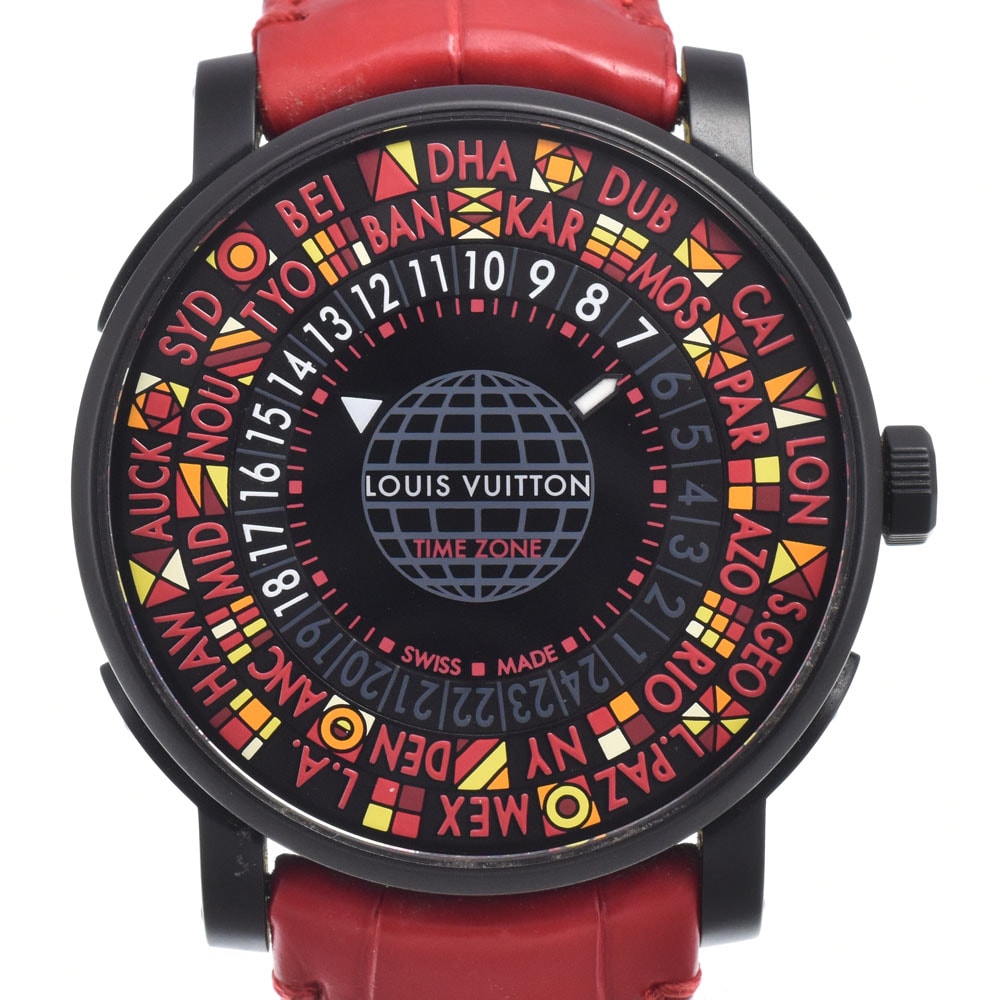 ルイ・ヴィトン LOUIS VUITTON Q5D230 エスカル タイムゾーン 日本限定 ブラック 自動巻き ユニセックス 美品 内箱付き 腕時計 O#151451