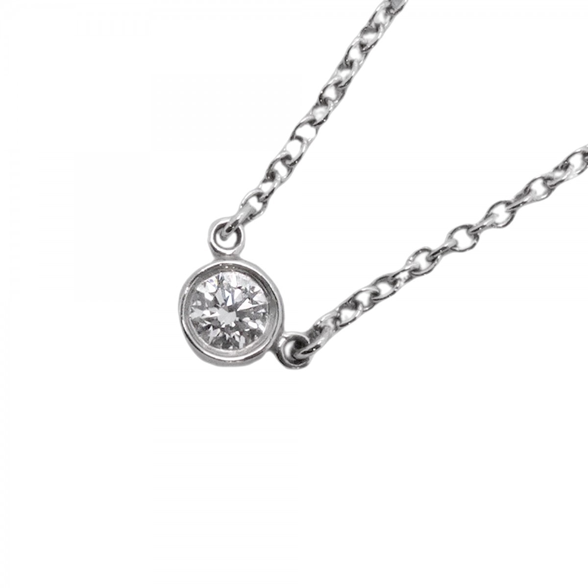 【6jdb0427-08】ティファニー ネックレス バイザヤード 1PD Pt950 プラチナ ダイヤモンド【中古】レディース