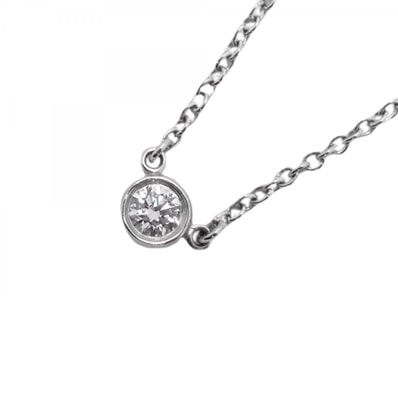 【6jdb0427-08】ティファニー ネックレス バイザヤード 1PD Pt950 プラチナ ダイヤモンド【中古】レディース