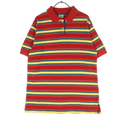 L.L.Bean エルエルビーン ボーダー柄 半袖 ポロシャツ レッド マルチカラー
