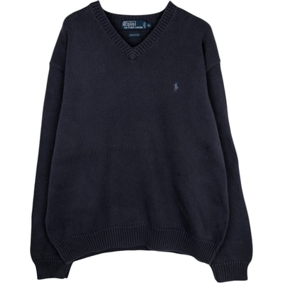 古着 ラルフローレン Ralph Lauren POLO by Ralph Lauren Vネック コットンニットセーター メンズXL相当/eaa618198
