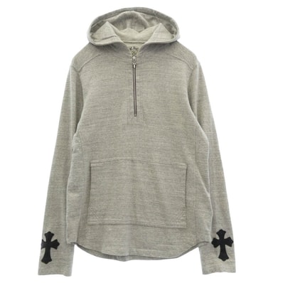 Chrome Hearts Cross Patch Half Zip Hoodie "Gray"