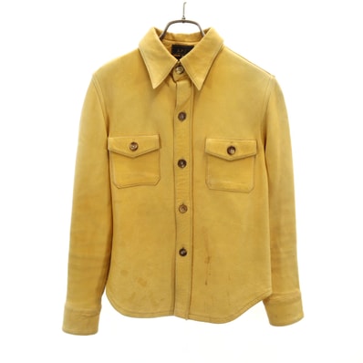 A.P.C. アーペーセー フランス製 長袖 ディアスキン レザー シャツ M イエロー