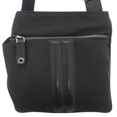 トッズ ナイロン レザー ブラック ショルダーバッグ