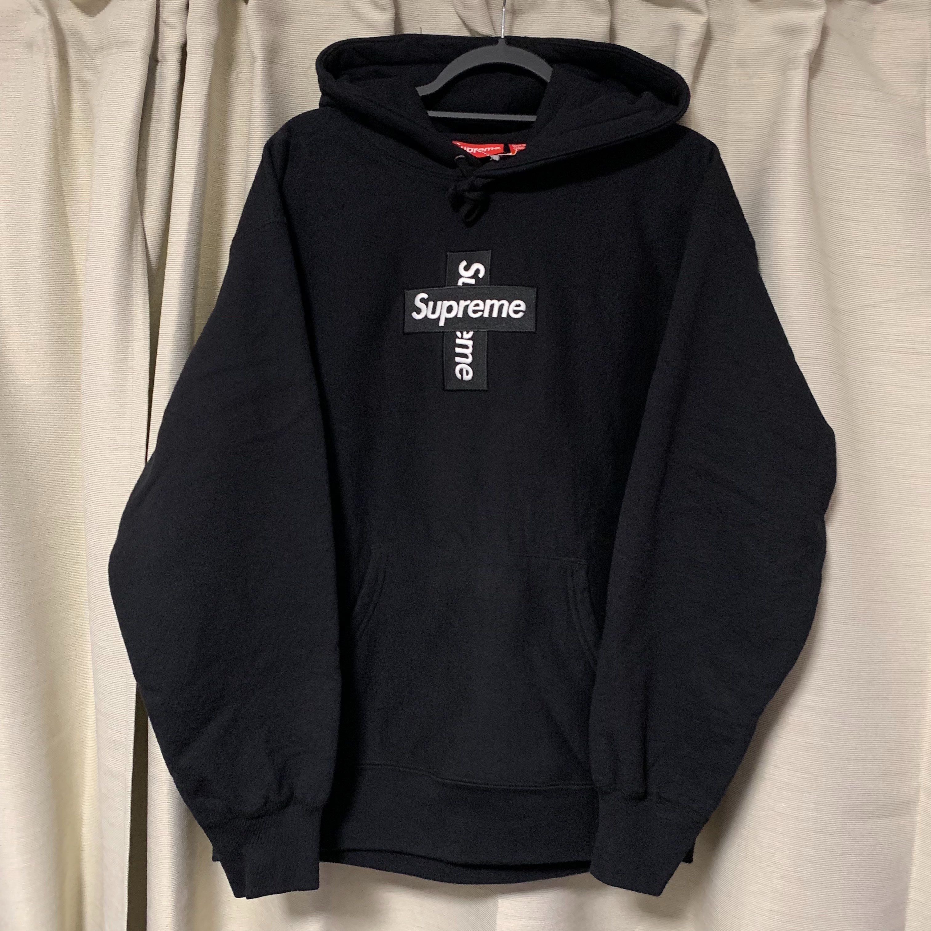 Supreme Cross Box Logo Hooded Sweatshirt "Black"