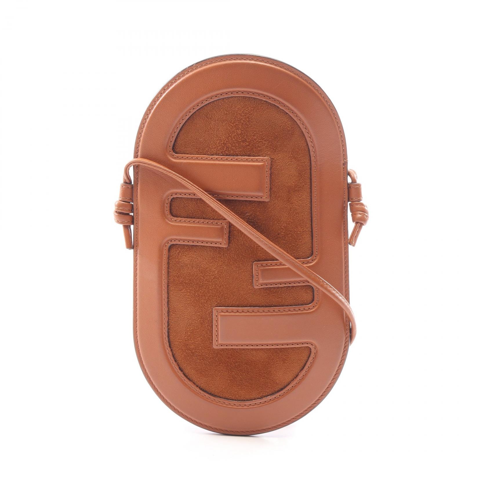 フェンディ FENDI PHONE HOLDER ショルダーバッグ バッグ レザー スウェード レディース ブラウン系 7AS055 【中古】