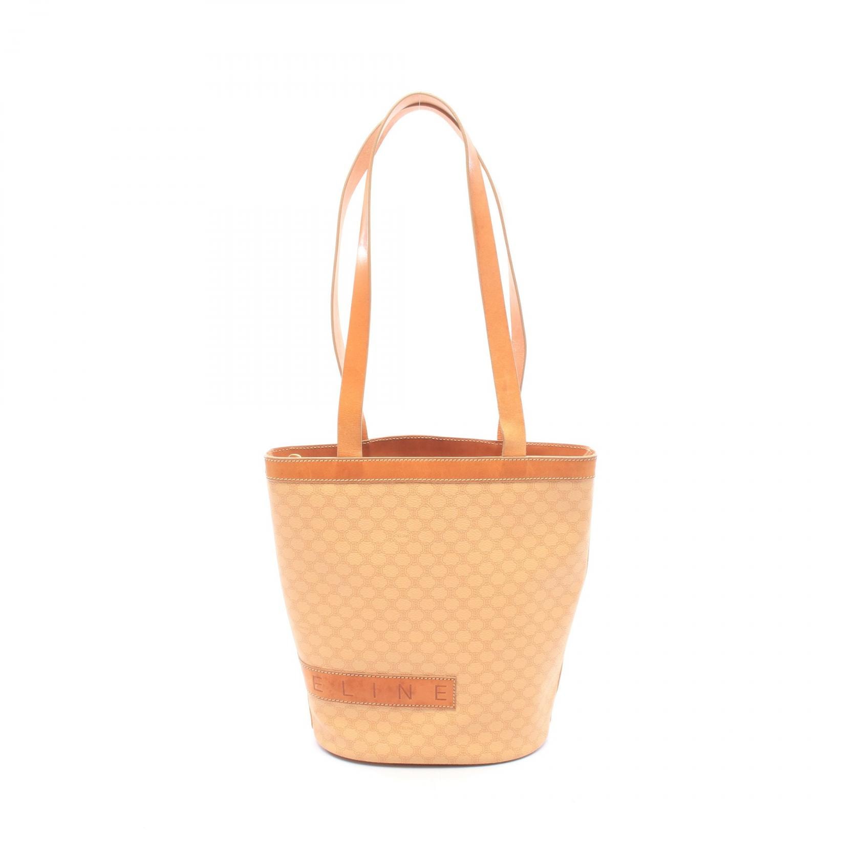 セリーヌ CELINE マカダム トートバッグ バッグ PVCコーティングキャンバス レザー レディース ベージュ系 / ブラウン系 【中古】