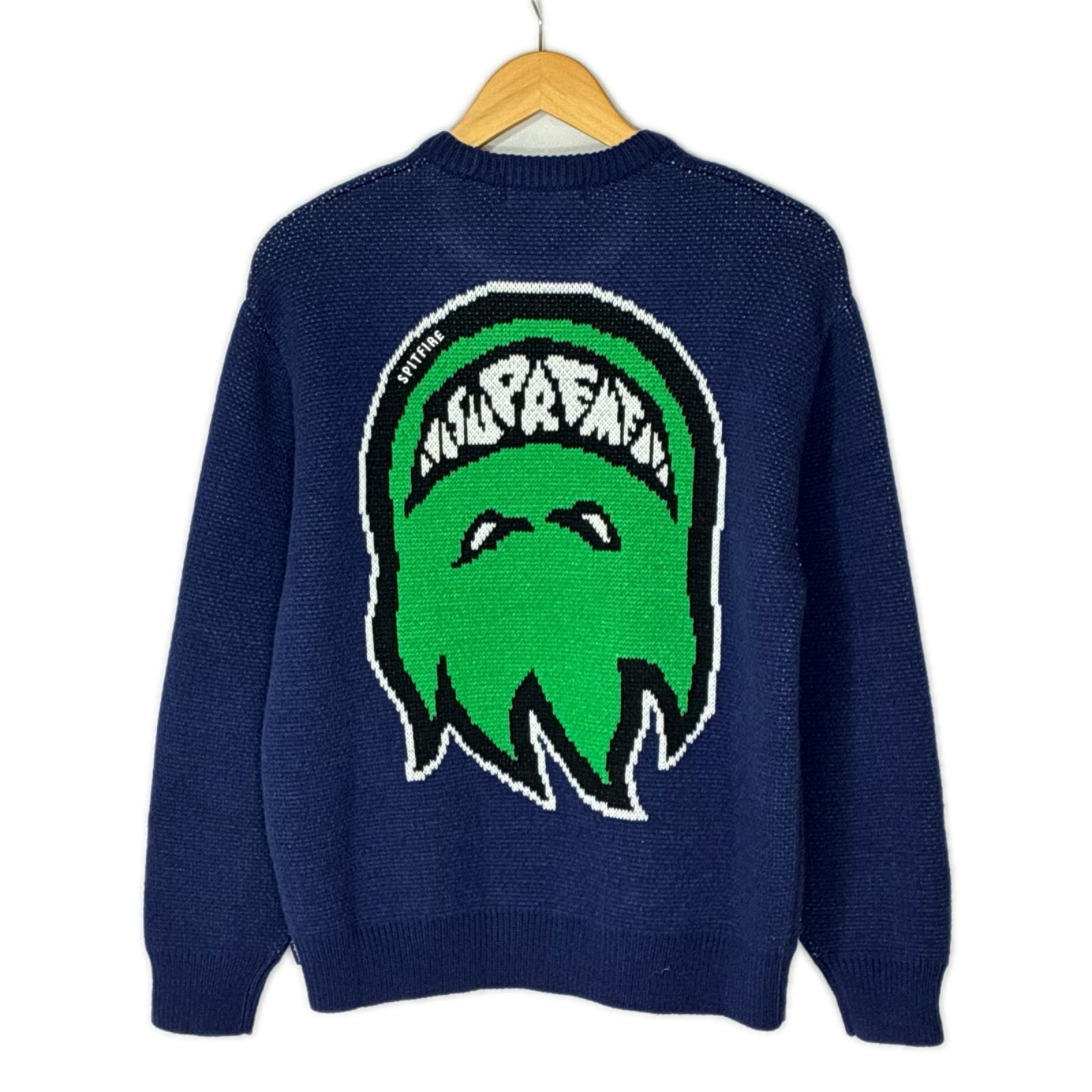 Supreme シュプリーム SPITFIRE SWEATER ネイビー ニット Sサイズ メンズ