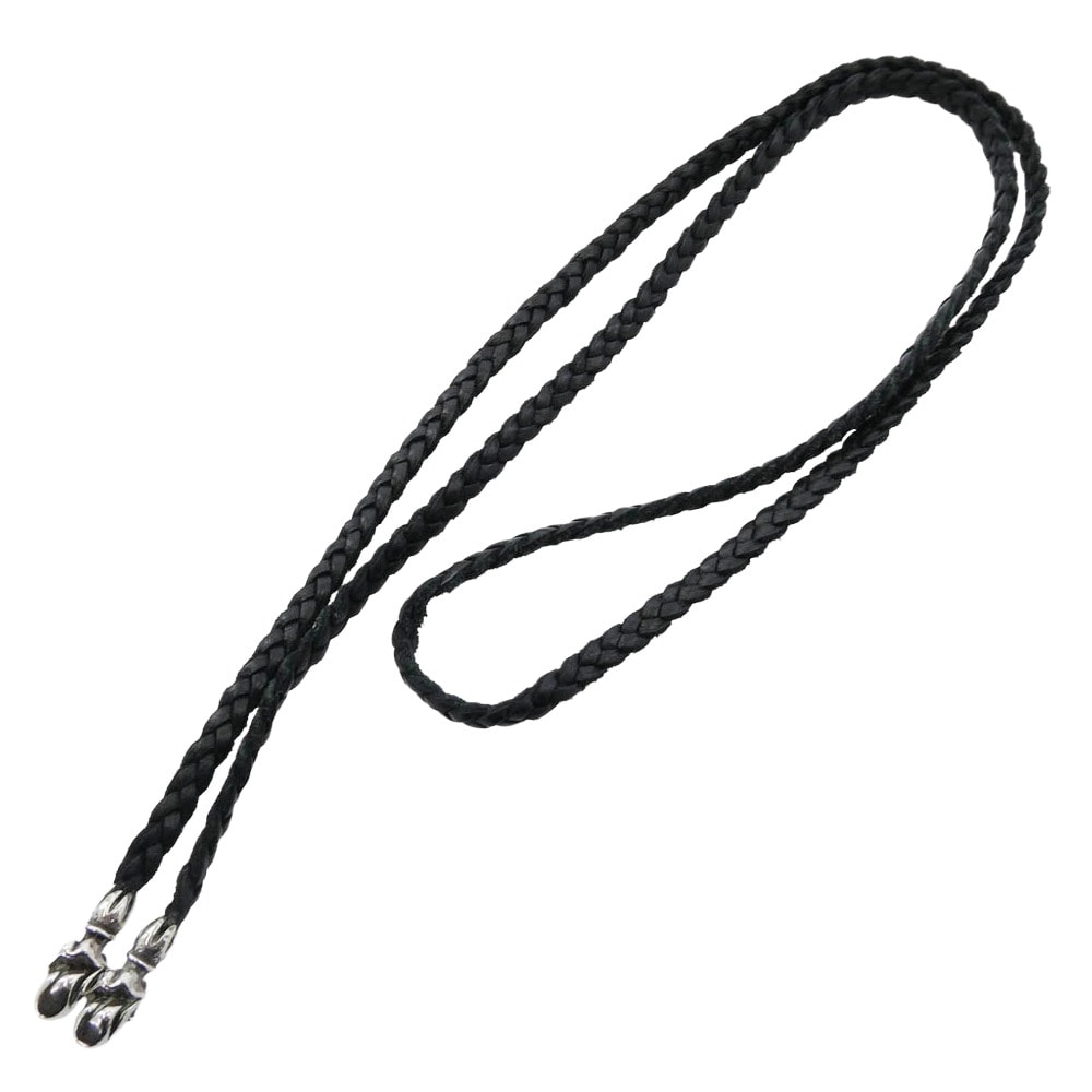 Chrome Hearts Lips & Tongue Leather Braid Necklace "Black/Silver"