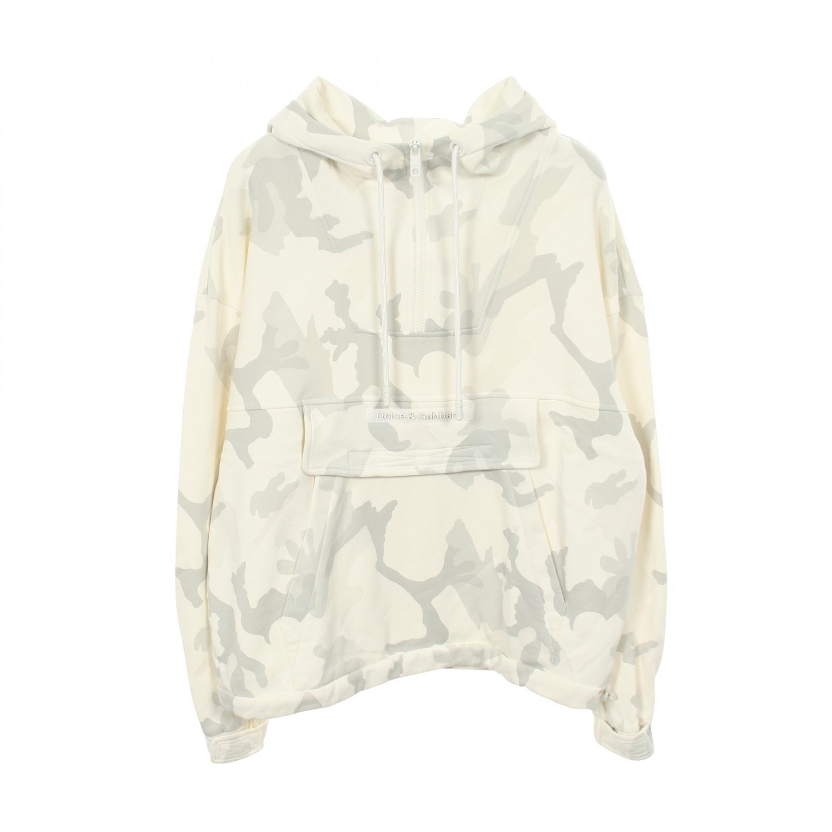 ドルチェアンドガッバーナ DOLCE & GABBANA カモフラージュ ハーフジップ パーカー 衣料品 トップス コットン メンズ ホワイト系 / グレー系 【中古】