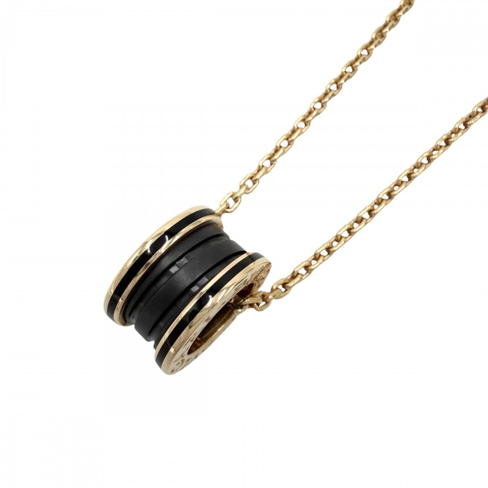 BVLGARI ブルガリ ネックレス ビーゼロワン ペンダント アクセサリー アジャスター付き B-zero1 18金PG Au750 ジュエリー K18ピンクゴールド  セラミック   ブラック 黒 ゴールド レディース 約25.9g【中古品】
