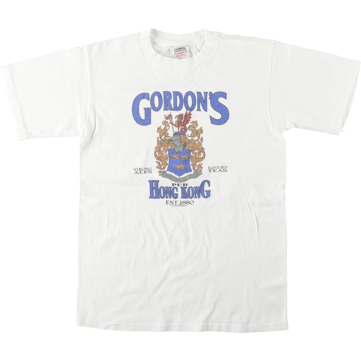 古着 90年代 オニータ ONEITA POWER-T Gordon's Pub Hong Kong プリントTシャツ USA製 メンズM相当 ヴィンテージ/eaa642185