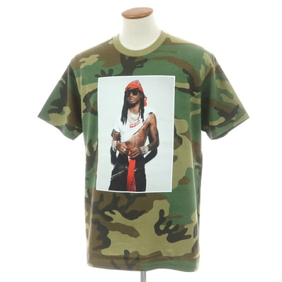 【中古】シュプリーム Supreme 2025年秋冬 Playboi Carti Tee コットン カモフラ クルーネック 半袖Tシャツ グリーンxカーキ【サイズM】【メンズ】