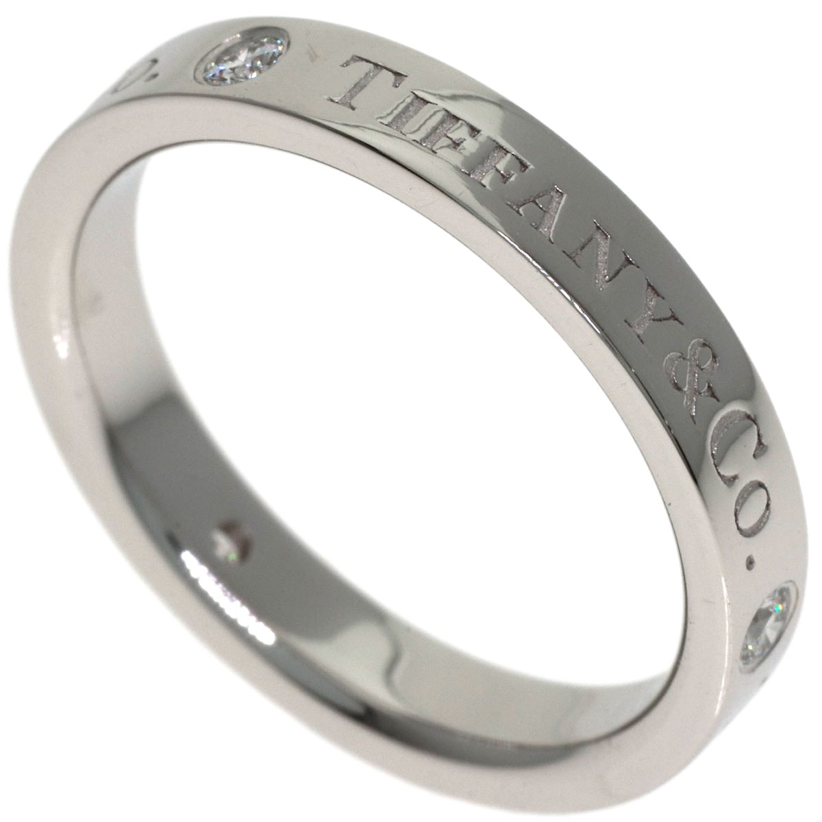 TIFFANY&Co. ティファニー フラットバンド 3P ダイヤモンド リング・指輪 PT950 レディース [中古]