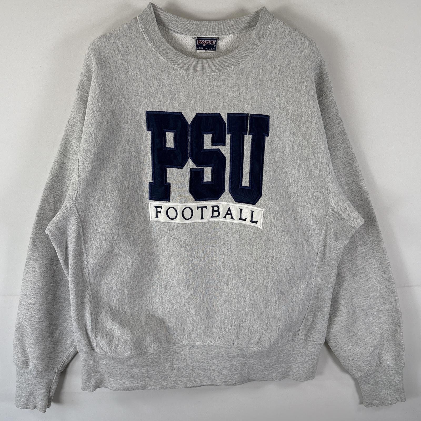 古着 ジャンスポーツ JANSPORT USA製 スウェット トレーナー リバースウィーブタイプ クルーネック ワッペンロゴ刺繍 大きいサイズ XL  グレー メンズ