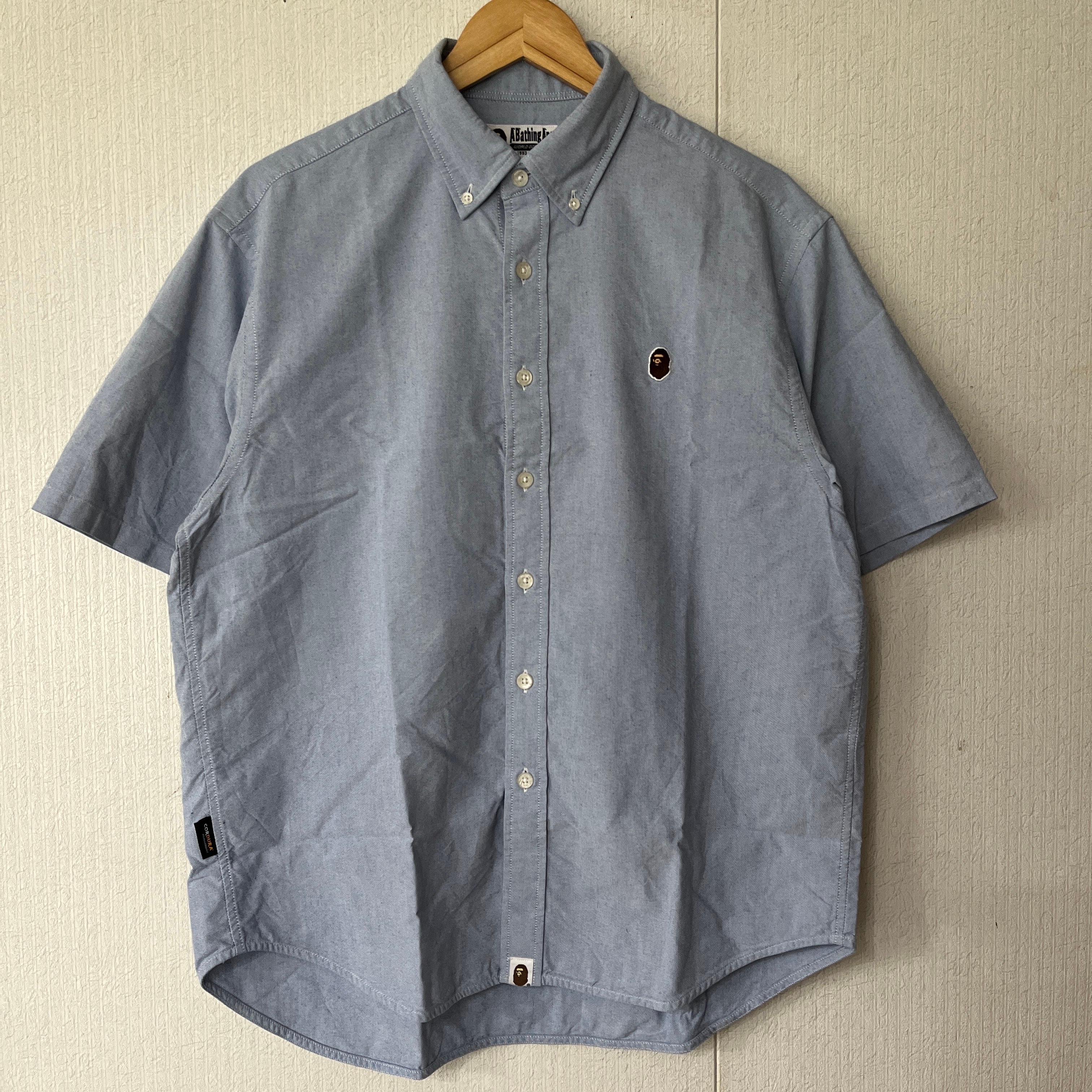 A BATHING APE One Point Oxford SS Shirt "Blue"