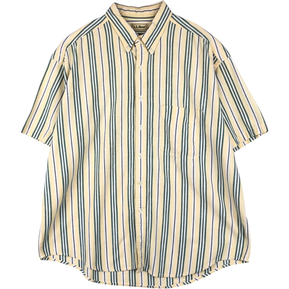 古着 ~90年代 エルエルビーン L.L.Bean ストライプ柄 マルチストライプ 半袖 ボタンダウン ストライプシャツ メンズXL相当 ヴィンテージ/eaa655933