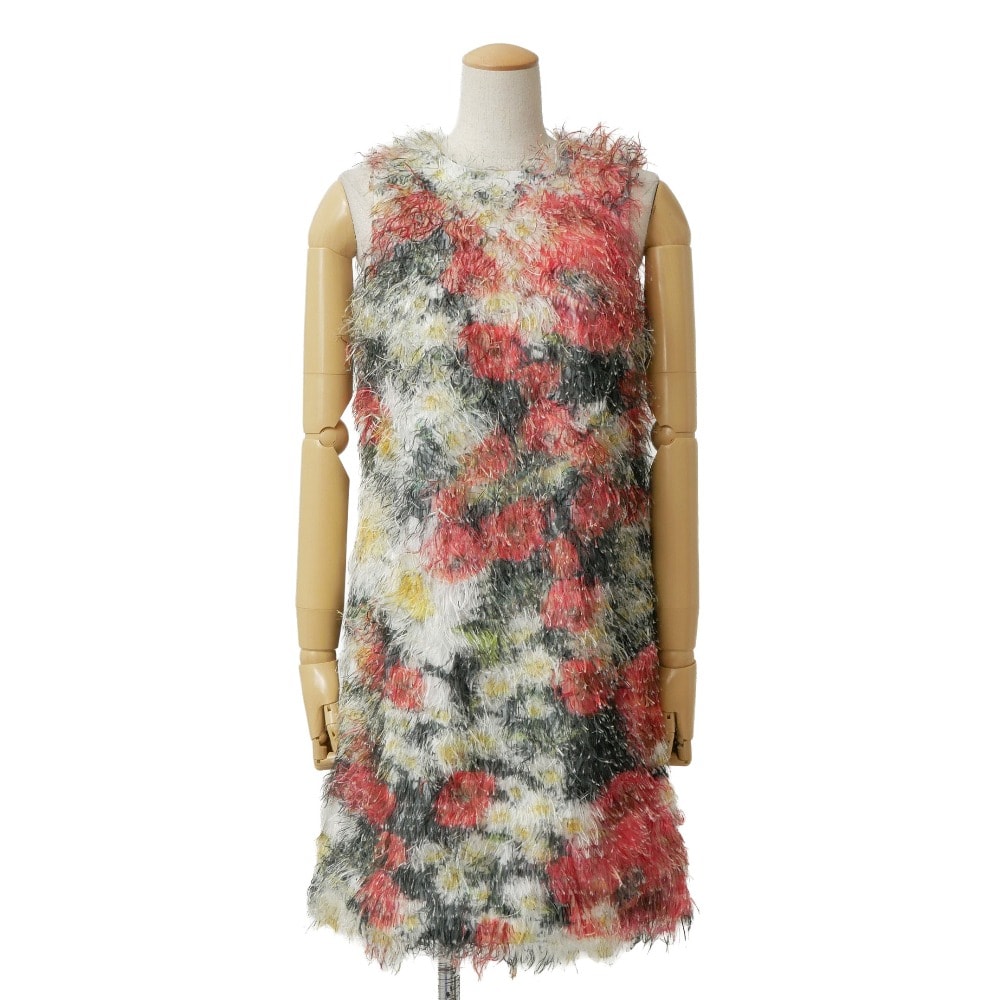 ■美品■DOLCE&GABBANA ドルチェアンドガッバーナ ワンピース サイズ36 ノースリーブ フェイクファー フラワー ブランド古着【中古】20260722/RB0199