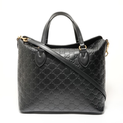 グッチ GUCCI GGシマ レザー トップハンドル 2WAY ショルダーバッグ【中古】