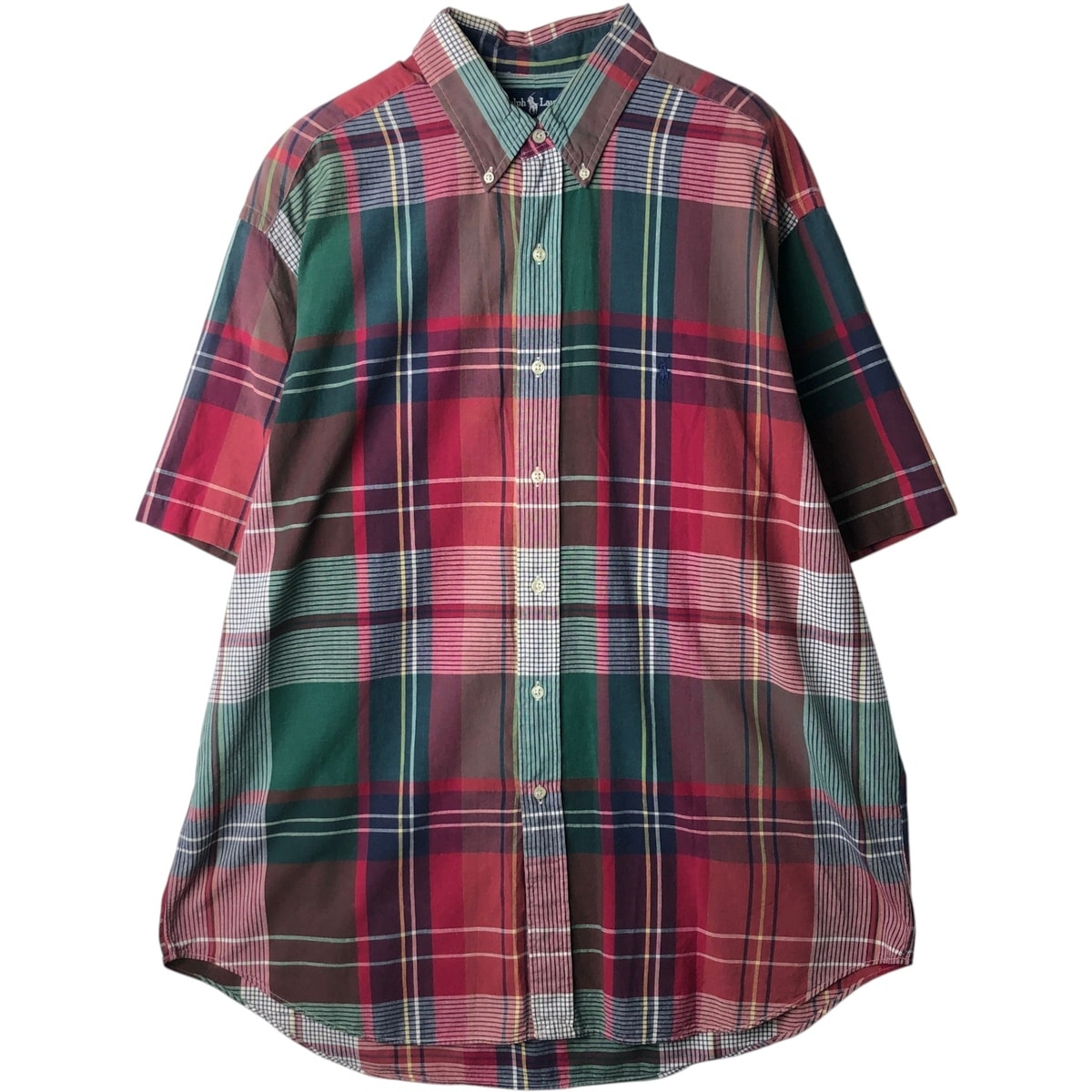古着 00年代 ラルフローレン Ralph Lauren BLAKE 半袖 ボタンダウン チェックシャツ メンズXL相当/eaa643940