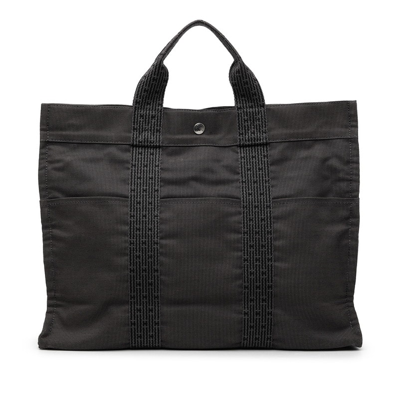 エルメス エールラインMM トートバッグ グレー系 キャンバス レディース HERMES 【中古】