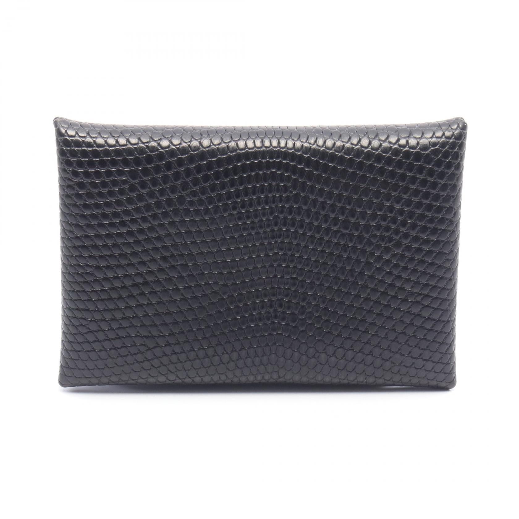 エルメス HERMES カルヴィ コインケース 財布 エキゾチックレザー リザード U刻印(2022年製造) レディース ブラック系 【中古】