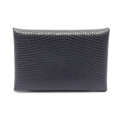 エルメス HERMES カルヴィ コインケース 財布 エキゾチックレザー リザード U刻印(2022年製造) レディース ブラック系 【中古】