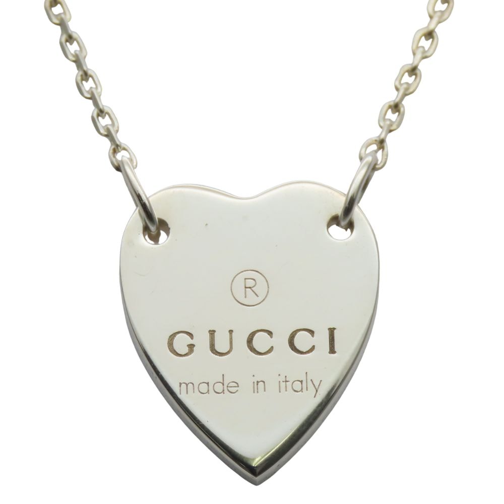 【中古】 グッチ ネックレス トレード プレート シルバー925 約7.9g シルバー ハート アクセサリー ペンダント レディース 女性 GUCCI