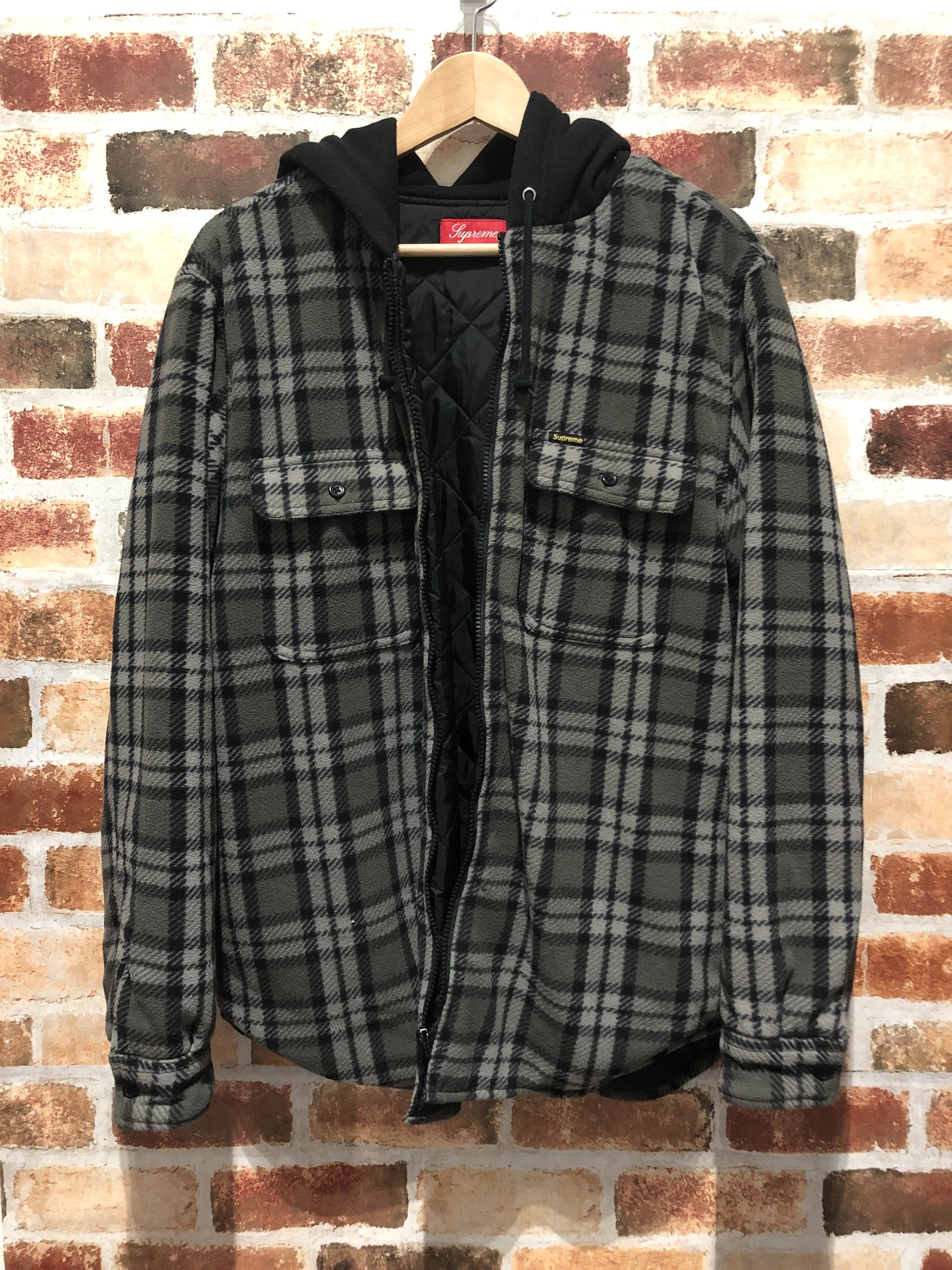 Supreme Hooded Flannel Zip Up Shirt "Black"