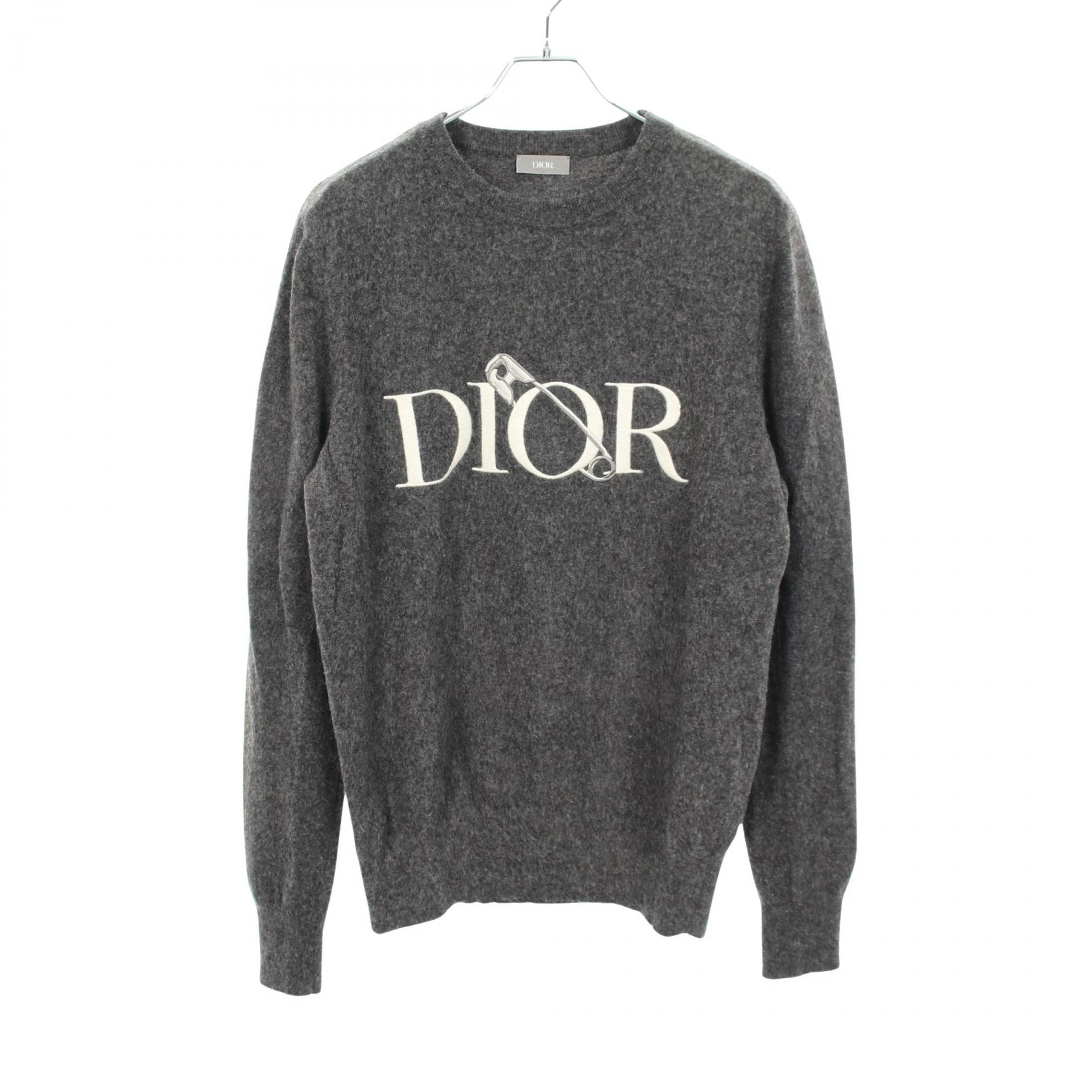 ディオール Dior DIOR × JUDY BLAME 043M610AT202 ロゴ刺繍 ニット 衣料品 トップス ウール メンズ グレー系 043M610AT202 【中古】