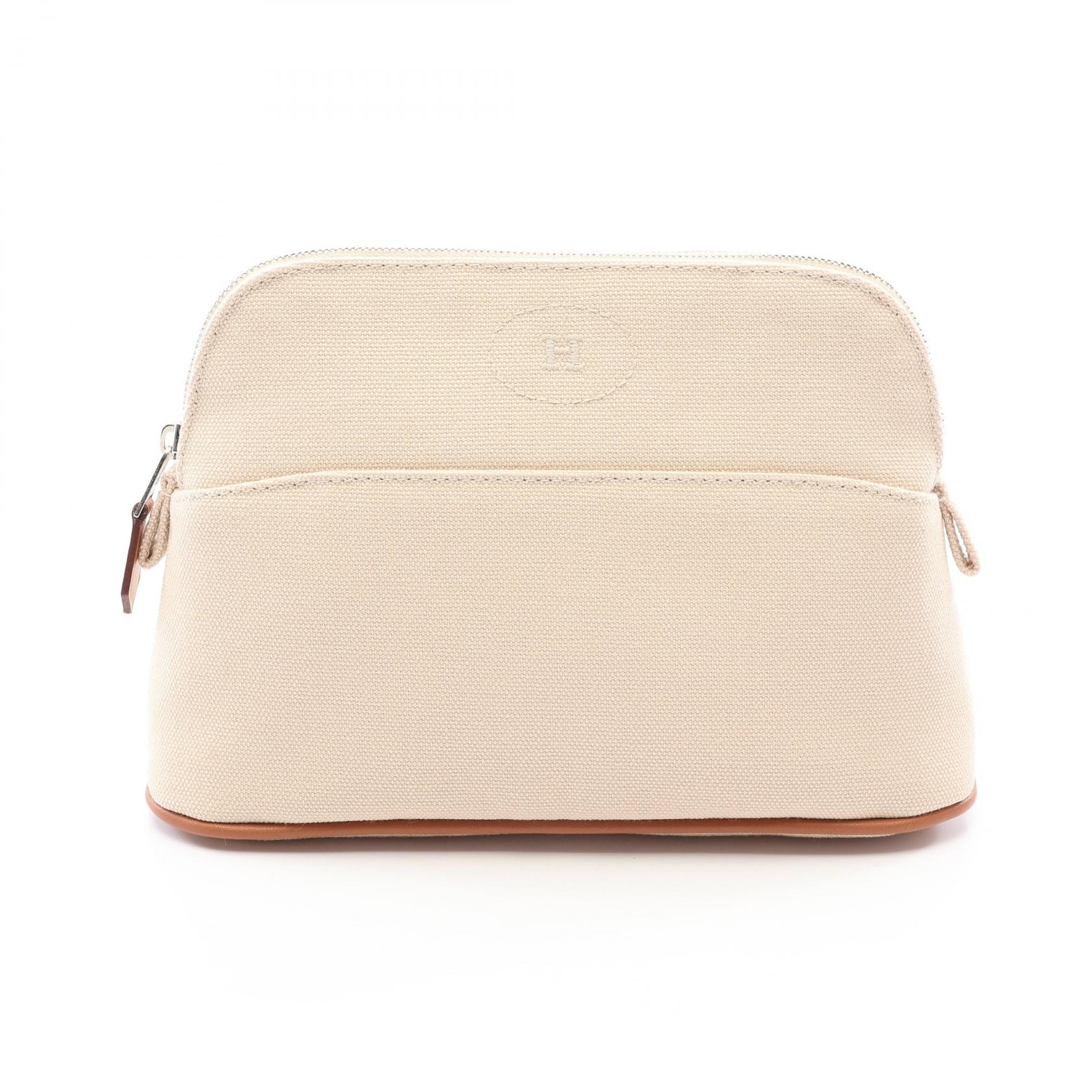 エルメス HERMES ボリードポーチ ミニ ナチュラル ポーチ バッグ キャンバス レザー レディース アイボリー系 H104773M 01 【中古】