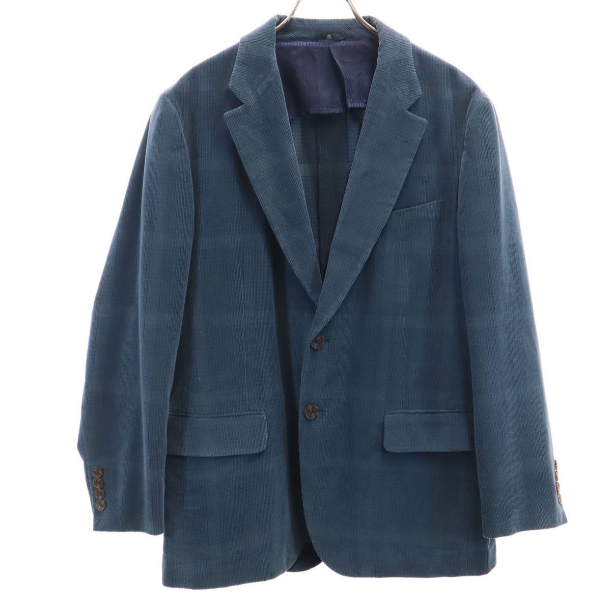LANVIN LA COLLECTION ランバンコレクション 日本製 チェック柄 コーデュロイ テーラードジャケット 50 ネイビー