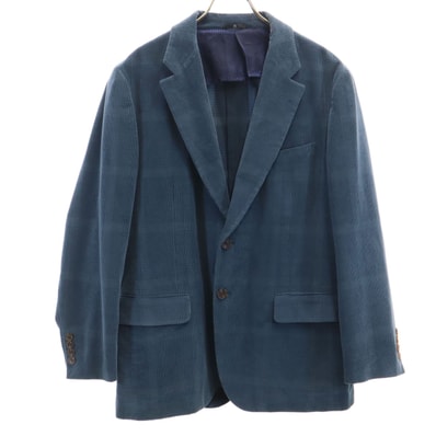 LANVIN LA COLLECTION ランバンコレクション 日本製 チェック柄 コーデュロイ テーラードジャケット 50 ネイビー