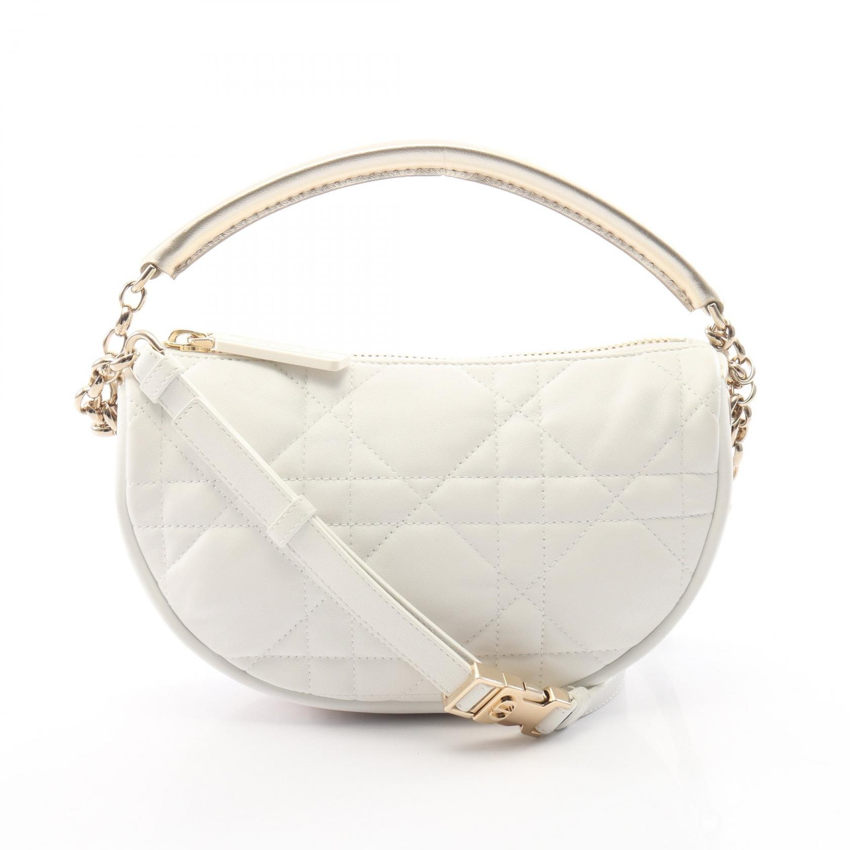 ディオール Dior VIBE ホーボー カナージュ 2WAY ショルダーバッグ バッグ レザー レディース ホワイト系 / ゴールド系 【中古】