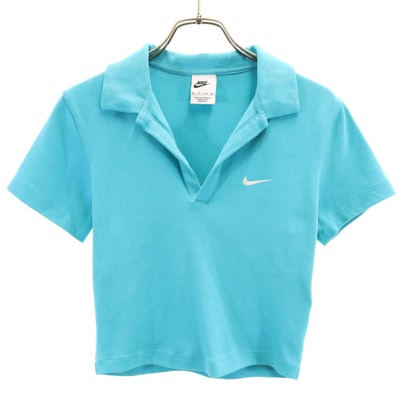 NIKE ナイキ 半袖 ショート丈 スキッパーカラー ポロシャツ XS ターコイズ