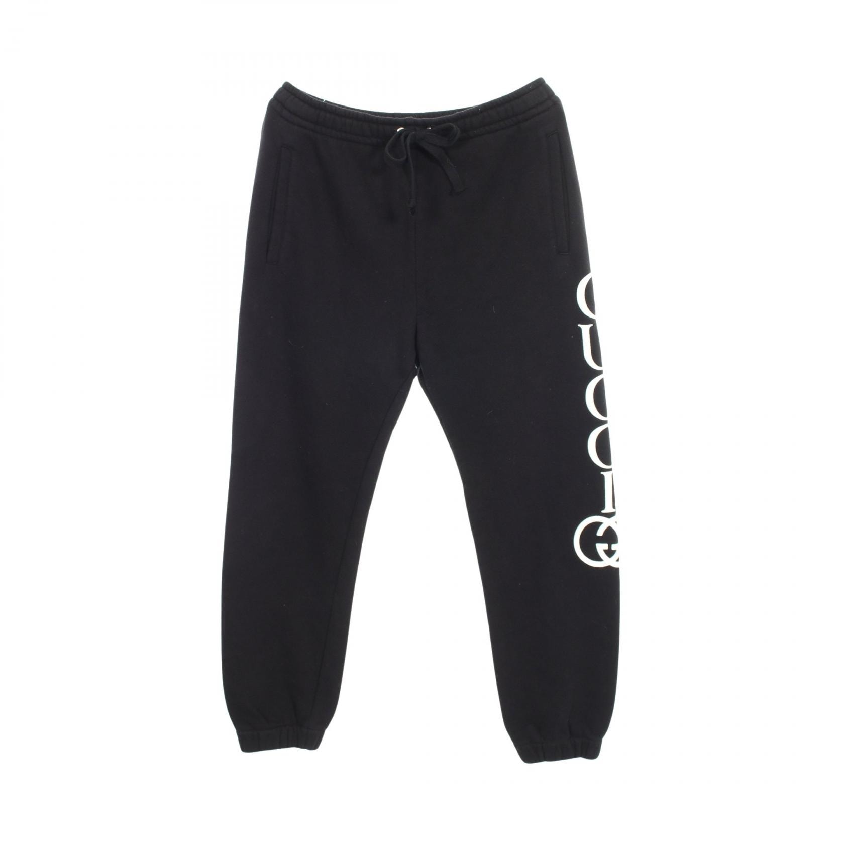 グッチ GUCCI サイドロゴ パンツ 衣料品 ボトムス コットン メンズ ブラック系 【中古】