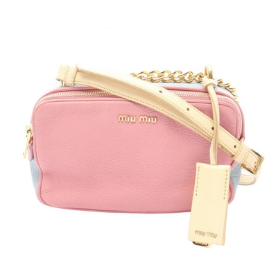 ミュウ ミュウ Miu Miu MADRAS マドラス ショルダーバッグ バッグ レザー レディース ピンク系 / ブルー系 / イエロー系 【中古】