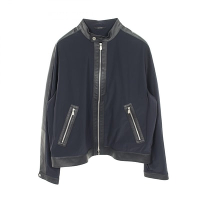 エルメス HERMES セリエボタン ジップアップ 衣料品 アウター ナイロン ラムスキン(羊革) メンズ ネイビー系 【中古】