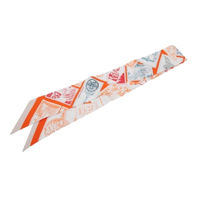 エルメス ツイリー Le Philateliste du Faubourg フォーブルの切手愛好家 スカーフ オレンジ系 シルク レディース HERMES 【中古】