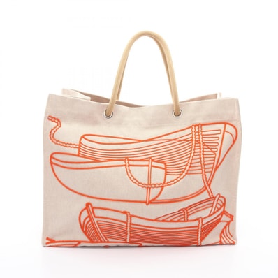 エルメス HERMES ビーチバッグ タラサ トートバッグ バッグ キャンバス ベージュ レディース ベージュ系 / オレンジ系 【中古】