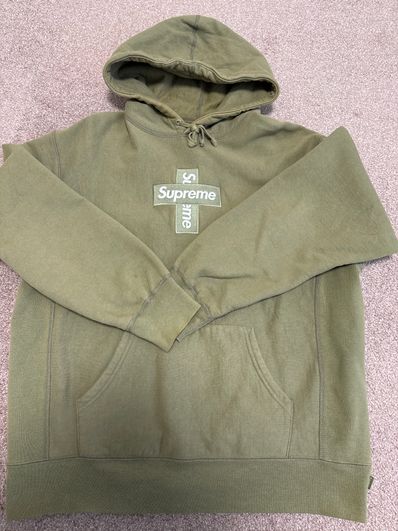 Supreme Cross Box Logo Hooded Sweatshirt "Light Olive"