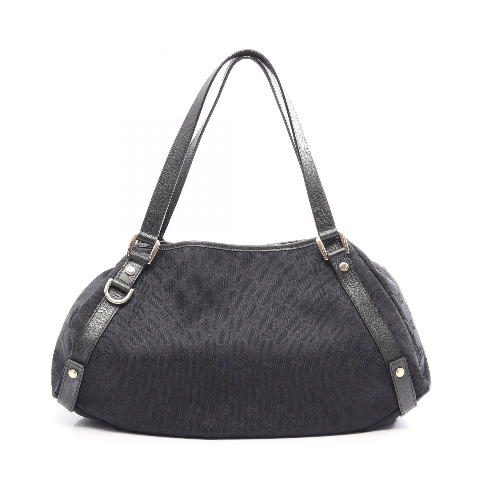 グッチ GUCCI アビー GGキャンバス ショルダーバッグ バッグ キャンバス レザー レディース ブラック系 130736 【中古】