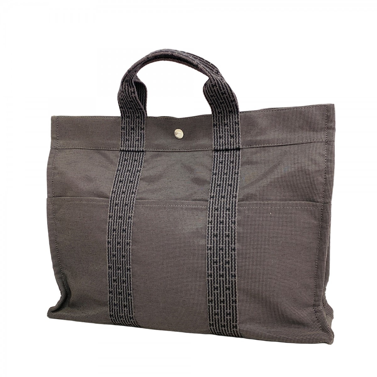【6dc2858-k】エルメス トートバッグ エールラインMM キャンバス グレー シルバー金具【中古】メンズ レディース ユニセックス