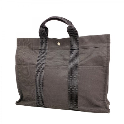 【6dc2858-k】エルメス トートバッグ エールラインMM キャンバス グレー シルバー金具【中古】メンズ レディース ユニセックス